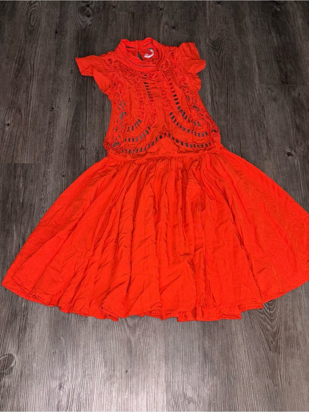 Free People • Clearly A Dream Dress mini eyelet ruffle cutout racerback- SIZE XS